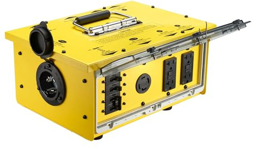 YARWELL Heavy-Duty 50 Amp Power Distribution Box – 125/250V, SS2-50P Inlet, IP67 Waterproof, (8) 20A GFCI 5-20R Receptacles & (2) 30A Locking Outlets for Jobsite, Generator, RV, Outdoor Use