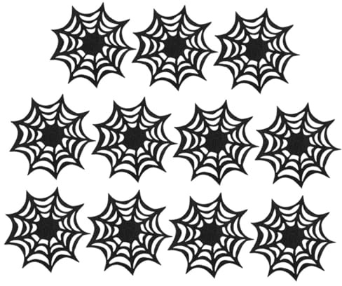 Spider Web Filz Untersetzer Schwarz für Tischschutz | Gewebtes Material, Wärmeisolierung, Wohnzimmer Restaurant, Dekoratives Halloween Motiv, 12 Stück