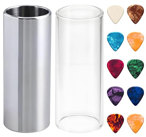 12 Pcs Guitar Slide Set, 6cm Glass Steel Slides Electric Acoustic