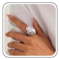 Inateannal Large Baroque Pearl Ring Irregular Pearl Adjustable Ring Silver Open Chunky Finger Rings Statement Knuckle Baroque Pearls Wedding Rings Jewelry