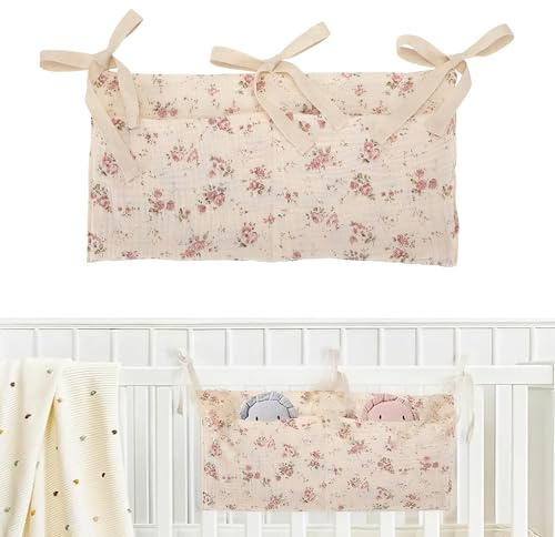 ARYIMYDP Sacchetto Portaoggetti da Appendere al Lettino, Organizer per la Nursery in Tessuto Naturale, Comodo e Capiente, Design Pratico per Tenere in Ordine Tutto l'Occorrente per il Neonato