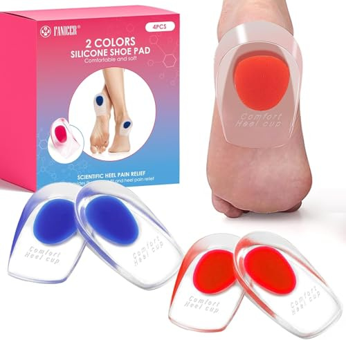 2 Paia Talloniera in Silicone per Tallonite,Tendine d'Achille Plantari per Tallonite,Supporti in Gel per Talloni-Cuscinetti per Tallone-Solette Tallone Per Ridurre Pressione e Fastidi（L:40-45)