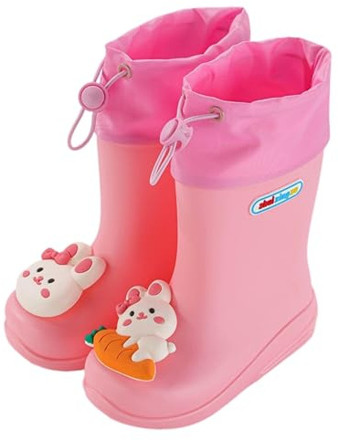 Hixingo Stivali Pioggia Bambino, Leggeri Stivali Pioggia Bambina e Bambino Antiscivolo, Stivaletti Scarpe per Bambini Unisex 3-15 Anni, per All'aperto, Piovere, Nevicare (Rosa,29)