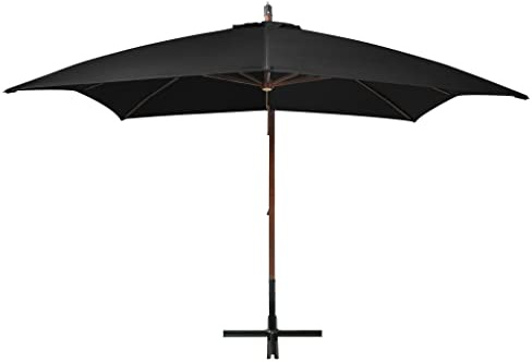 Generico Ombrellone a Sbalzo Nero 3x3 m Palo in Abete Massello,Nero,24.2kg,313778