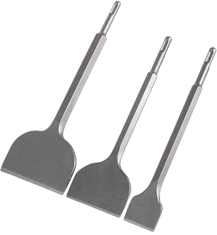 CPROSP 3 Pièces Burin SDS PLUS, 100mm + 75mm + 40mm, Burin Carrelage/Plat, Acier 40CR, Ciseaux Plats pour Enlever Carrelage, Béton, Pierre Naturelle, Maçonnerie, etc.
