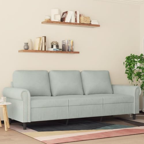 Frdhee Sofa Klein Küchensofa,3-Sitzer-Sofa Hellgrau 180 cm Samt,Sofabett für Wohnzimmer und Schlafzimmer