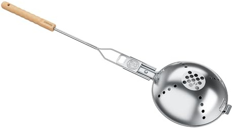 Petromax Popcornpfanne aus Edelstahl - Outdoor Pfanne für Lagerfeuer | Popcorn-Maker mit integriertem Siebsystem, Sicherheitsverschluss, Flaschenöffner & Buchenholzgriff
