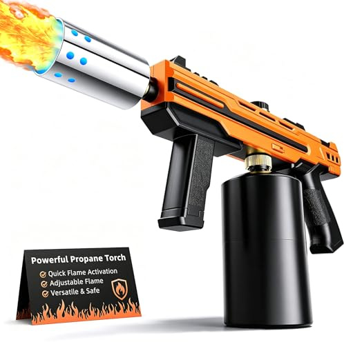 Multifunktionell flambrännare, köksbrännare och lägereld tändare, justerbar brännare för stek stek, grillning – orange (propantank ingår ej)