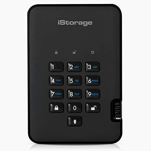 iStorage diskAshur2 HDD 3TB Negro - Disco duro portátil seguro - Protegido por contraseña - Resistente al polvo y al agua - Cifrado de hardware