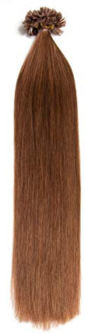 Goldbraune Keratin Bonding Extensions 100% Remy Echthaar Human Hair - 100x 1g 45cm Glatte Strähnen - Lange Haare mit Keratin Bondings U-Tip Haarverlängerung Haarverdichtung-Farbe:#8 Goldbraun
