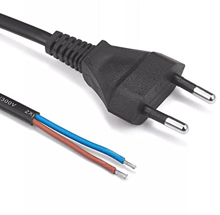 CABLEPELADO Cable alimentación Tipo C CEE7 | Enchufe Bipolar a bornes | Sección 0.75mm² | HO3VVH2-F | Apto para enchufes, regletas, Fuentes de alimentación, portalamparas | Negro | 1.50 Metros