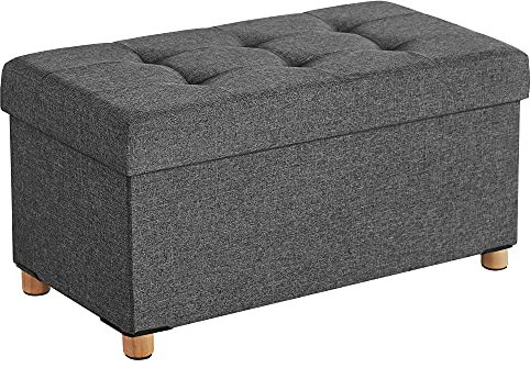 SONGMICS Sitzhocker mit Stauraum, klappbare Sitzbank mit Beinen, 38 x 76 x 40 cm Fußbank, Aufbewahrungsbox, bis 300 kg belastbar, für Wohnzimmer Schlafzimmer Flur, schiefergrau LSF16GYZ