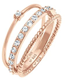 Elli Ring Damen Stapel Elegant Festlich Lagenlook mit Kristallen 925 Silber