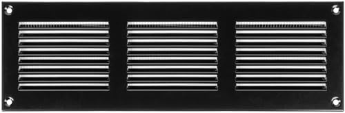 Vent Systems Cubiertas para rejilla de ventilación de aire de 30 x 10 cm, color negro, rejilla de retorno de aire de metal con pantalla de protección integrada contra plagas