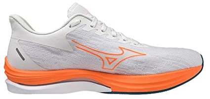 Mizuno Wave Rebellion Sonic Zapatillas para correr de carretera para Hombre, Blanco (White/Light Orange/Blue Ashes), 40.5 EU