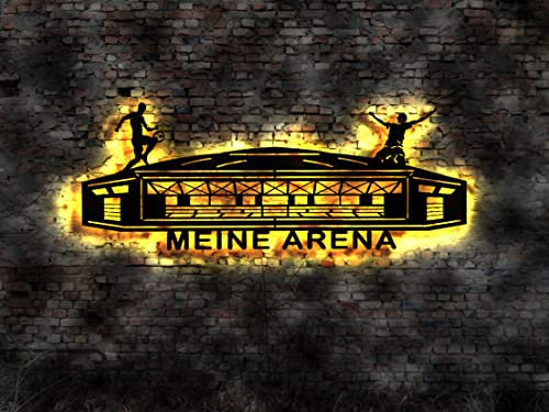 Manufaktur MV Skyline Gelsenkirchen LED Wandbild Holz Stadt AK Karte Map Stadtplan Wandsticker Leuchtbild Neonreklame Wandtattoo Reiseführer Silhouette