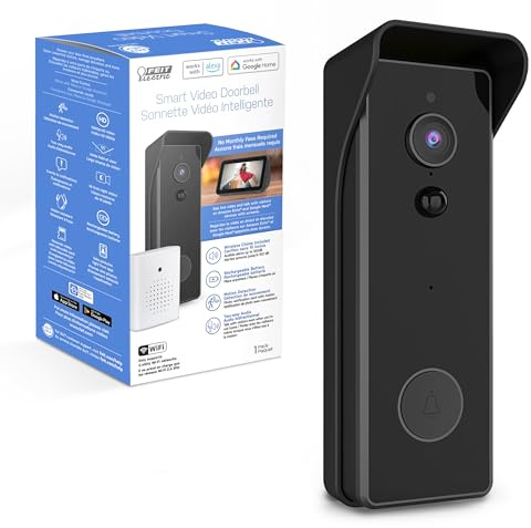 Feit Electric Doorbell Camera, Wireless Video Doorbell, 2.4 GHz WiFi, No Hub, Two-Way Audio, Motion Detection, Night Vision, 1080p HD, Micro SD Card Storage, Hardwired or Battery, CAM/Door/WiFi/BATG2