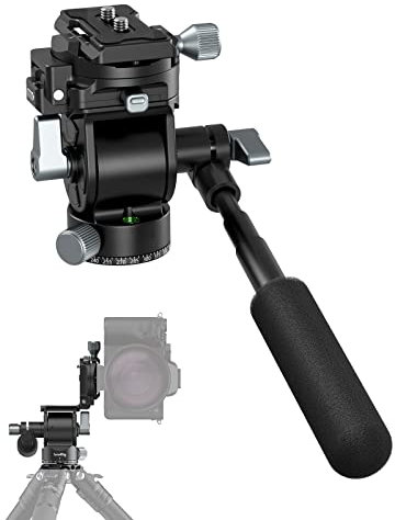 SMALLRIG Video Head for Vertical/Horizontal Shooting, Tripod Pan Tilt Fluid Head with Telescopic Handle and Switchable QR Plate for Arca, Max Load 5kg / 11Ibs for Camcorder, Mirrorless, DSLR - 4104