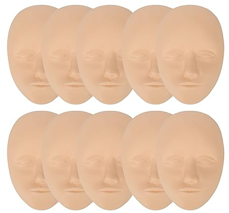 10 Stück 3D-Gesichts-Tattoo-Haut, Übungskopf, Silikon, Gefälschte Gesichts-Trainingshaut für Augenbrauen, Eyeliner, Lippen, Modell, Microblading, Permanent-Make-up für Anfänger