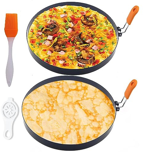 Paquete de 2 anillos grandes de tortilla de 8 pulgadas para freír huevos, 8 pulgadas de anillo grande de tortilla para plancha, anillos redondos antiadherentes de acero inoxidable para huevos con