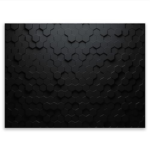 SMTDeco Herdabdeckplatte 70×52 cm – Mehr Arbeitsfläche, Spritzschutz & Schneidebrett – ESG Glas, kratzfest – für Induktion/Ceranfeld – 1-teilig, Motiv Sechsecke Schwarz