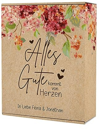 Herz & Heim® Personalisierte Geschenkbox/Von Herzen alles Gute 28 cm x 35,5 cm x 10 cm