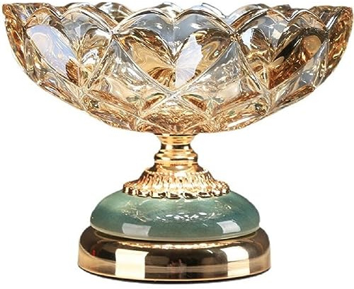 JUNYFFF Obstschale, Obstkorb, Kristallglas, Obstteller – Modernes, Kreatives Wohnzimmer, Büro, Party, Obsttablett, Schalenständer, 25X18cm