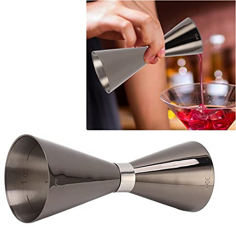 BestAlice Jigger pour Barman, Double Doseur à Cocktail, Tasse à Mesurer en Acier Inoxydable, 30 Ml/45 Ml, Tasse à Cocktail pour Barman, Fête au Bar à la Maison(Noir)