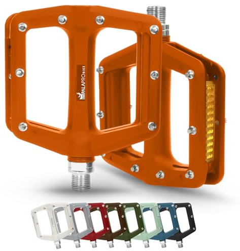 IMPALAPRO - Fahrradpedale mit Reflektoren aus Nylonfaser und Versiegeltem Lager 9/16 - Flat Pedale Reflektor - Fahrradpedale Citybike - Pedale Gravel Bike (Orange)