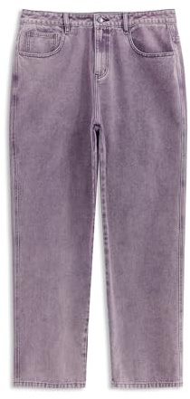 Uquoyo Jeans de corte relajado para hombre, pierna recta, casual, holgados, estilo hip hop, Púrpura, Medium