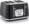 Swan ST19025BLK Elegance 4 Slice Toaster with 7 Browning Levels, Defrost and Reheat functions, Anti-Jam and Cord Storage, 2100W, Black