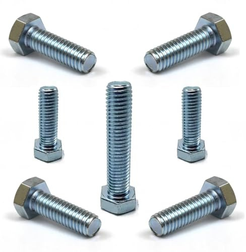 RADSO UNF 1/4 Inch - 28 TPI - High Tensile Grade 5 Steel Hexagon Set Screws (8.8 Grade Equivalent), Fully Threaded Imperial Bolts with Fine Thread, Bright Zinc Plated (1/4 x 1/2) - Pack of 4