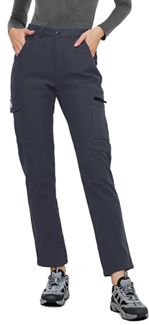 ATLASLAVA Wanderhose Damen Winter Gefüttert Softshellhose Skihose Winterhose Frauen Wasserdicht Trekkinghose Outdoor Hose Kaltes Grau L