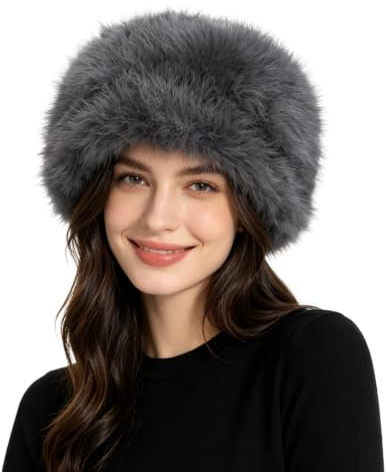 Lina & Lily Chapeau Femme Hiver en Fausse Fourrure, Bonnet Toque de Style Russe