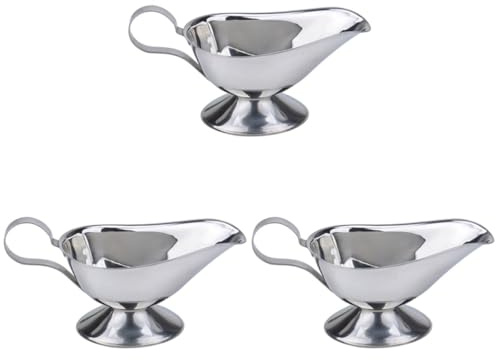 ABOOFAN 3 Pièces verseur de sauce plat pot à crème bols de fruits corbeille à fruits en or pot à lait créatif mini-sauce entonnoir contenants d'assaisonnement en acier inoxydable saucière