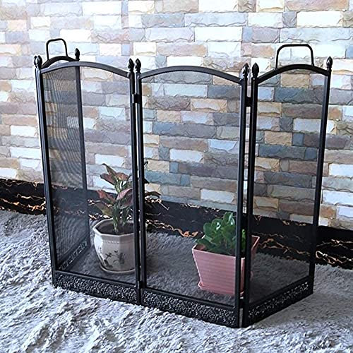 LMAYYLD Funkenschutz, großer schwarzer Kaminschutz mit 4 Paneelen und Metallgeflecht – Solider, kindersicherer Zaun, Funkenschutzabdeckung aus Stahl, B 120 cm x H 75 cm It's so Kind of You