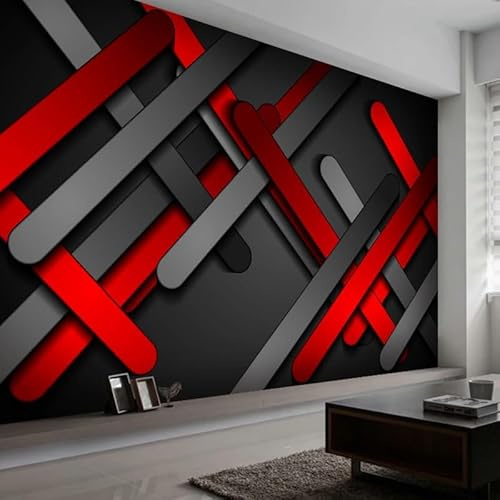 Black and Red Abstract 3D Wall Mural Wallpaper for Bedroom Background 400cm×280cm