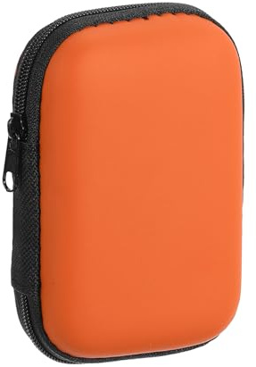 sourcing map Earbuds Cases, Wired Earphone Case Holder, EVA Ear Buds Case Zipper Organizer Small with Mesh Pocket for USB Cable, Earphones, Orange