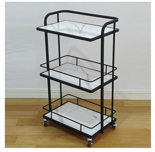 GCGC Aufbewahrungswagen, Salonwagen, Werkzeugwagen, 3-stufiger Aufbewahrungswagen for Schönheitssalons Mit Rad, for Schönheitssalon, Klinik, Büro, Zuhause, Badezimmer, Küche(Black)