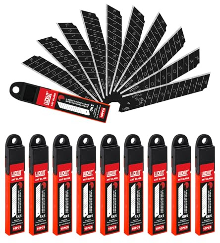 LUCKUT 18mm Snap Off Blades SK5 Utility Knife Retractable, Box Cutter Blades, 100pc