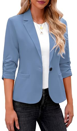 Roskiky Blazer élégant pour femme, veste à manches 3/4 d’affaires, look décontracté, costumes pour bureau, XXL