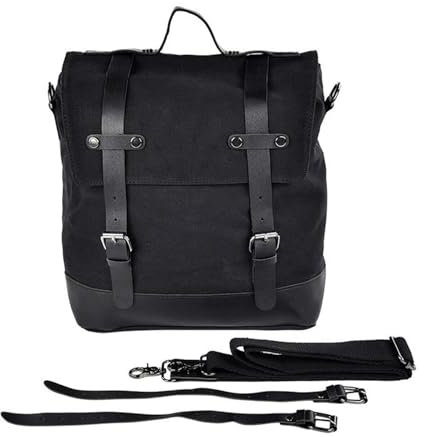 YFYFY Universelle Retro-Motorrad-Seitentasche, wasserdichte Motorradfahrer-Helmtasche, Helmtasche, Große Kapazität, Reisetasche(Black A)