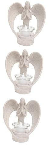 MAGICLULU 3 Sätze Engel Kerzenhalter rustikaler kerzenhalter Lichterketten automatische Kerzenlöscher Kerzenwärmer Angel Christliche Kerzenhalter Engel Leuchter Wohndekoration Harz