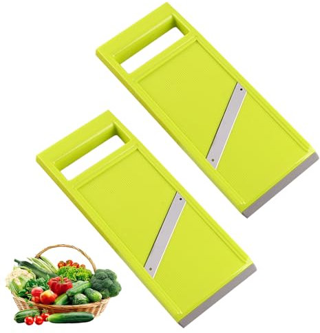2 Pcs Mandoline Vegetable Slicer, Handheld Mandoline Food Slicer, Manual Kitchen Cucumber Slicers, Portable Stainless Steel Fruit Slicers and Vegetable Cutters for Fruit Carrot Potato Cutters