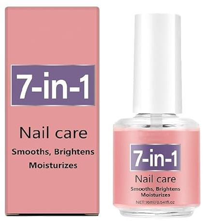 Siero riparatore per unghie, 7 in 1, indurente per la crescita delle unghie sottili e fragili, con cheratina + olio di rosmarino per unghie e cuticole, smalto rosa glitterato, unghie screpolate e