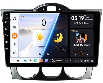 Genérico Autorradio Android 2 DIN para Mazda 6 RX8 (2008-2021), Pantalla táctil de 9 Pulgadas, Bluetooth, Control por Voz, CarPlay, Wi-Fi, USB, GPS y Controles en el Volante (D7 2G+32G)