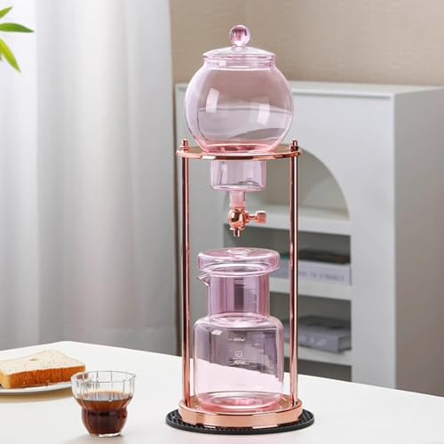 Cafetera fría con tecnología de goteo lento, incluye soporte de metal y olla de vidrio de gran capacidad, ideal para uso doméstico y de oficina
