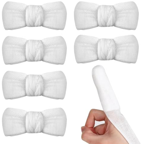 ZORVYN 6 Pezzi Bendaggio per Dita Guaina Protettiva Cerotto per Dita Protezione Universale per Lavoro Cucina (3,5X8CM) (Bianco)