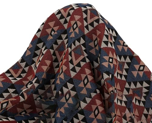 Aniyan Ethnischer Stoff Meterware 150cm Breit – Bunte Jacquard Dekorationsstoffe Aus Polyester Für Tischdecken, Kleidung, DIY, Vorhänge Und Wohnkultur (Rotblau)