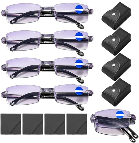 Eniyou 4 Pcs Autofocus Automatico Occhiali con Messa a Fuoco Automatica Occhiali Progressivi Uomo Autofocus Vicino e Lontano Automatico Bifocali Uomo e Donne